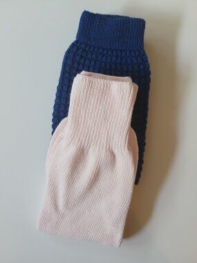 Ballet pink and blue leg warmers set of two pairs 18 inches long